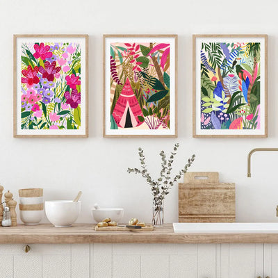 Cuadro de Lona Selva Tropical con Koala, Tigre, Leopardo y Flores - Image 7