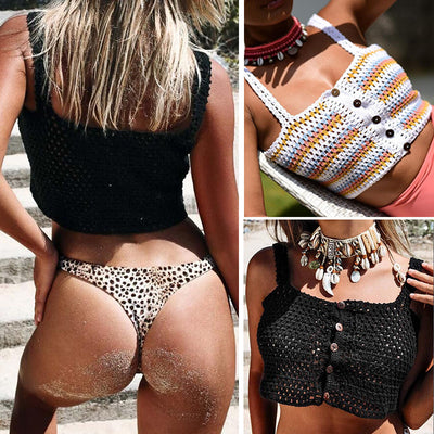 Bikini Top Tejido Artesanal con Protección Solar y Escote Hueco - Image 12