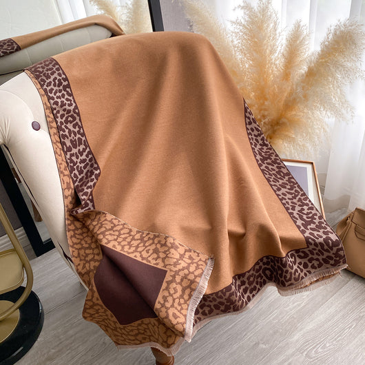 Bufanda Estampado Leopardo de Cachemira Artificial Elegante para Mujer - Image 11