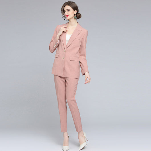 Traje de Dos Piezas Pantalón Lápiz Delgado Color Sólido para Commuter - Image 7