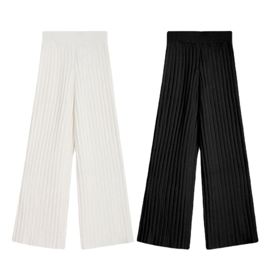 Pantalón Recto Cintura Alta Efecto Colgante en Tejido Acanalado - Image 3