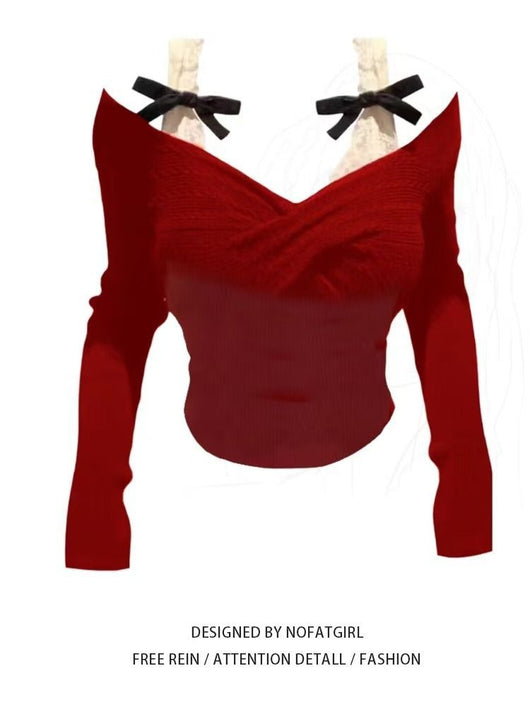 Blusa Elegante Bicolor con Panel de Encaje y Hombros Descubiertos - Image 30