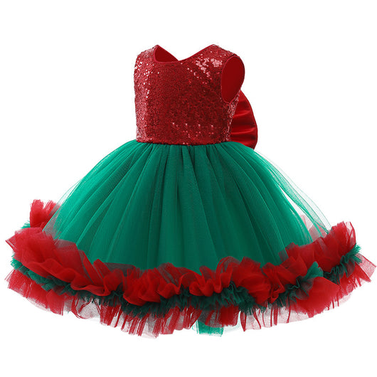 Vestido Navideño Infantil con Lentejuelas y Moño - Image 13