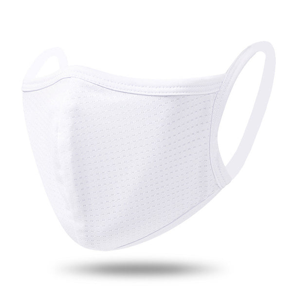 Black breathable polyester dust mask with textured fabric and ear loops, suitable for men and women in all seasons.