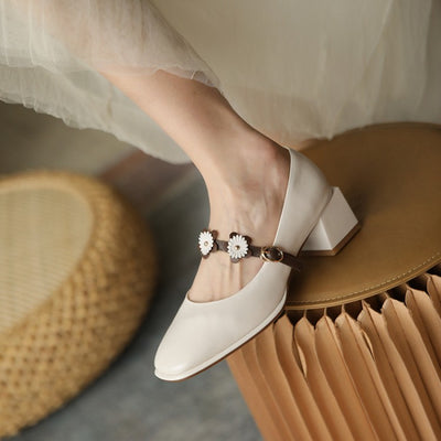 Tacones Altos Retro Francés Punta Cuadrada Primavera - Image 6