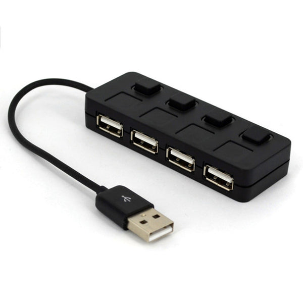 Hub USB 2.0 Multiplicador de 4 Puertos con Botón