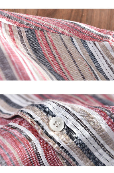 Camisa de Lino a Rayas para Hombre - Perfecta para Primavera y Verano - Image 11