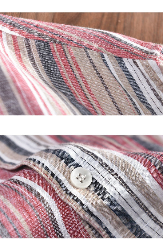 Camisa de Lino a Rayas para Hombre - Perfecta para Primavera y Verano - Image 11
