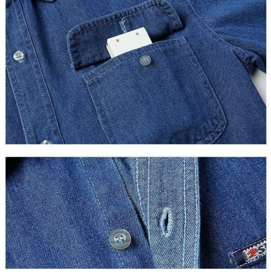 Camisa Denim Ligera Manga Larga Suelta para Hombre Otoño - Image 10