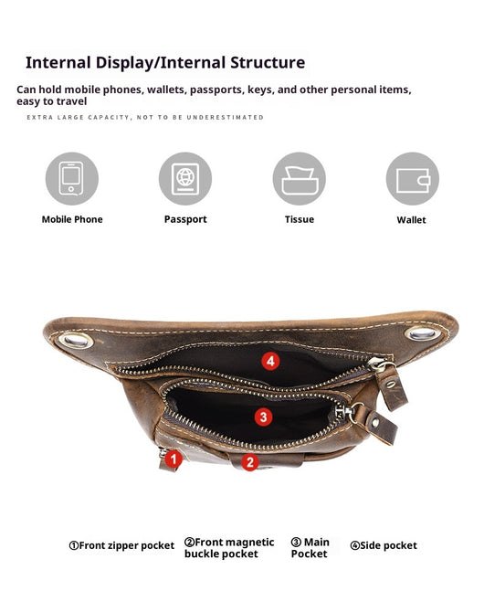 Bolsa Táctica de Pierna en Cuero y Mezclilla para Deportes al Aire Libre - Image 16