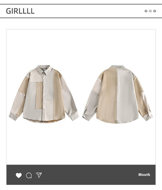 Chaqueta de Ante con Patchwork de Colores Contrastantes - Image 9