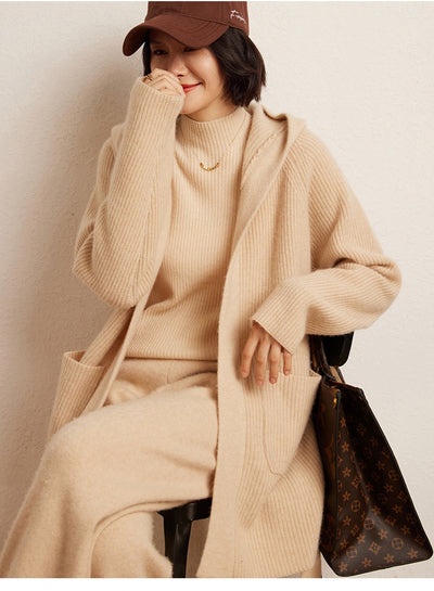 Cardigan Tejido Reversible Oversized con Capucha para Otoño e Invierno - Image 10