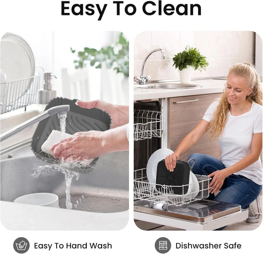 2 Pack Silicone Air Fryer Liners, Square Reusable Non-Stick Basket Inserts for 4-5 QT Air Fryers, Dishwasher Safe Parchment Paper Replacement Accessories Gray & Black - Tekeno