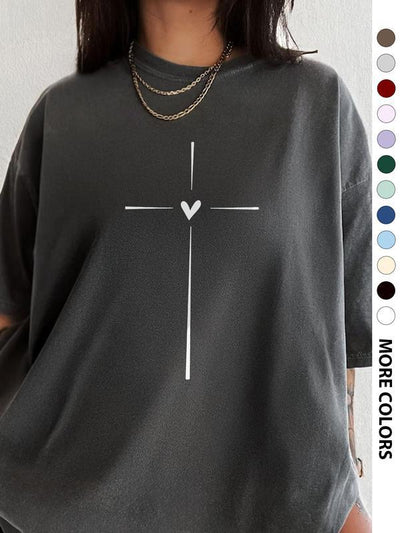 Playera Gráfica Cuello Redondo con Estampado de Corazones Cruzados para Mujer - Image 12