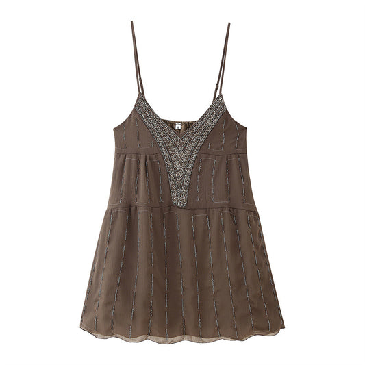 Blusa Escotada con Lentejuelas y Bordados Delicados