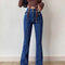 Jeans Slim Retro Americano con Doble Botón y Bolsillos