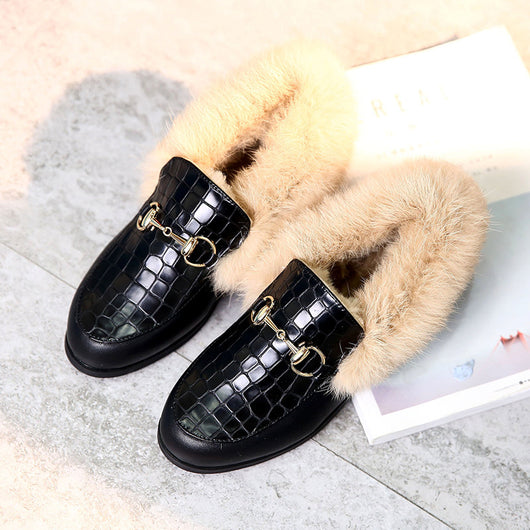 Zapatillas Planas de Algodón Cálido con Pelaje de Conejo - Image 8