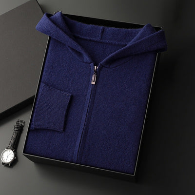 Cardigan Cashmere con Capucha para Hombre - Abrigo Casual Grueso con Cierre - Image 12