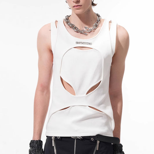 Chaleco Deportivo Hombre Verano Blanco Calado Transpirable