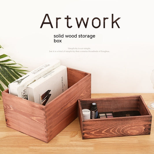 Caja de Almacenamiento Retro de Madera - Organizador Rectangular para Cosméticos