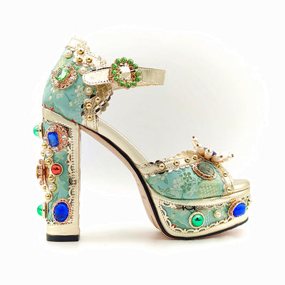 Sandalias Plataforma Baroque con Tacón Grueso y Pedrería para Mujer - Image 5