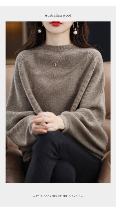 Suéter de Lana Pura Mujer Cuello Redondo Raglan - Polera Versátil Todo Uso - Image 10