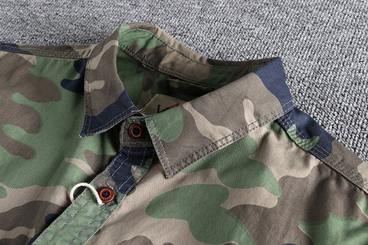 Camisa Overol Camuflado Lavado Clásico Manga Larga para Hombre - Image 13