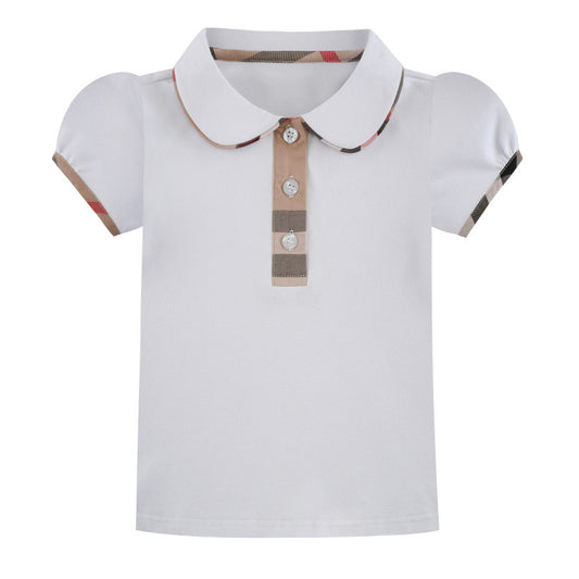 Camisa Infantil de Manga Corta con Cuello Contrastado