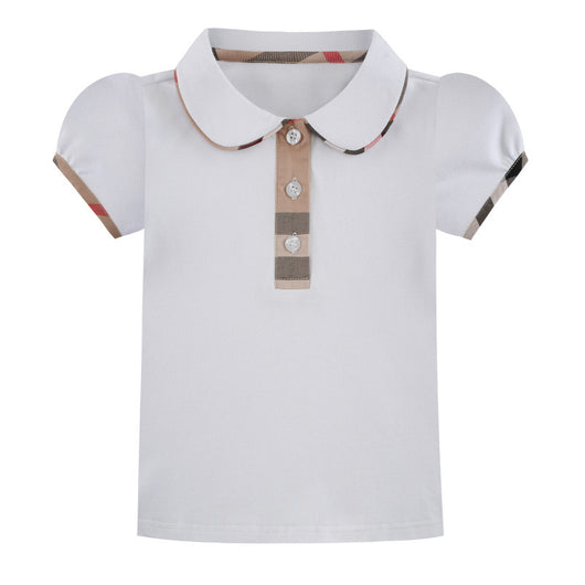 Camisa Infantil de Manga Corta con Cuello Contrastado