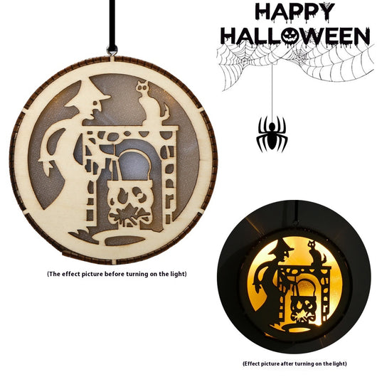 Colgante LED de Madera para Halloween - Decoración Calada a Láser - Image 22
