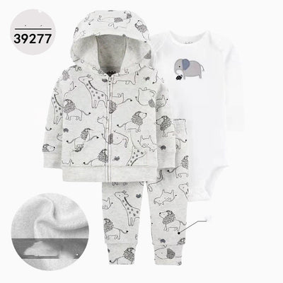 Chaqueta de Cuero con Capucha Manga Larga Tres Piezas para Niños - Image 31