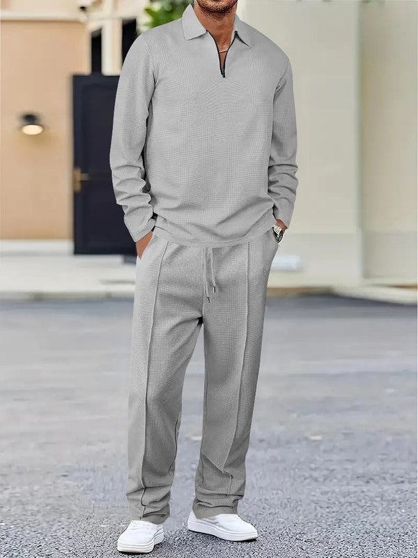 Traje Casual con Cremallera y Solapa - Pantalón Largo de Manga Larga