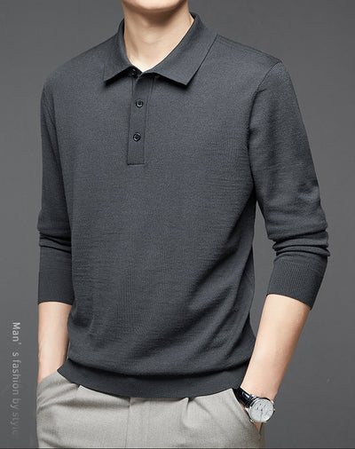 Polo de Lana Fina Merino para Hombre - Camisa de Manga Larga Elegante - Image 21