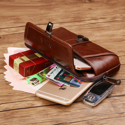 Riñonera Vertical de Cuero Retro - Bolsa Multifuncional para Teléfono y Documentos - Image 9