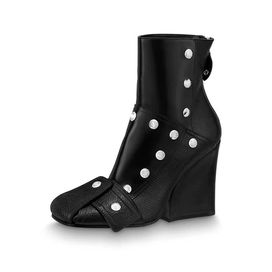 Botines Talla Grande con Tacón Cuña y Punta Cuadrada - Diseño Coordinado con Cierre - Image 4