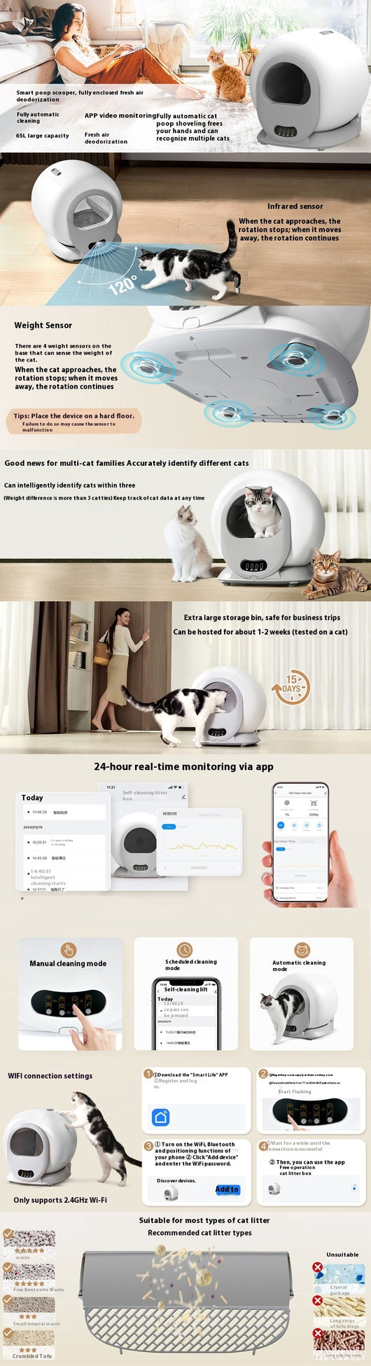 Arenero Inteligente Automático para Gatos con Desodorante - Image 7