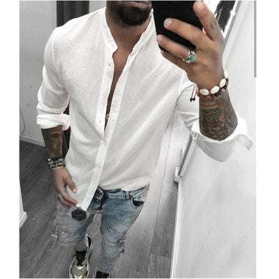 Camisa Casual de Algodón y Lino Transpirable para Hombre - Image 2