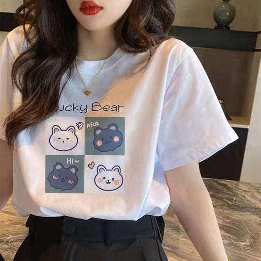 Camiseta de Algodón Puro Manga Corta Mujer Verano Holgada - Image 5