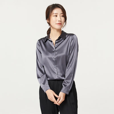 Blusa de Seda Satinada Manga Larga para Mujer - Image 14
