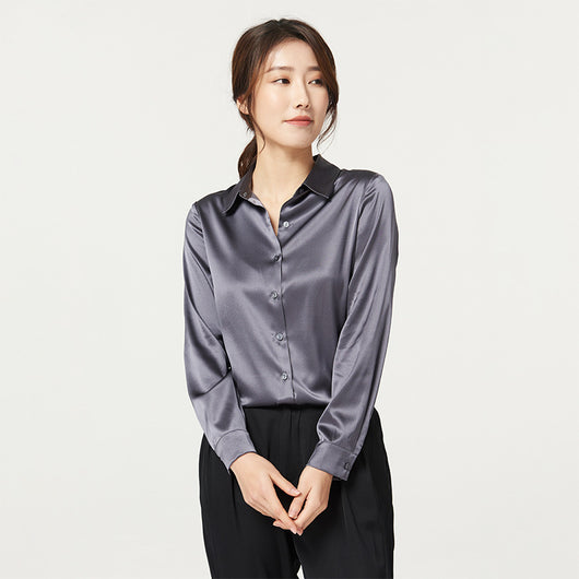 Blusa de Seda Satinada Manga Larga para Mujer - Image 14