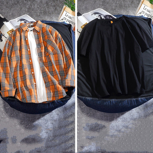 Camisa Cuadriculada Clásica para Hombre - Manga Larga Primavera Otoño