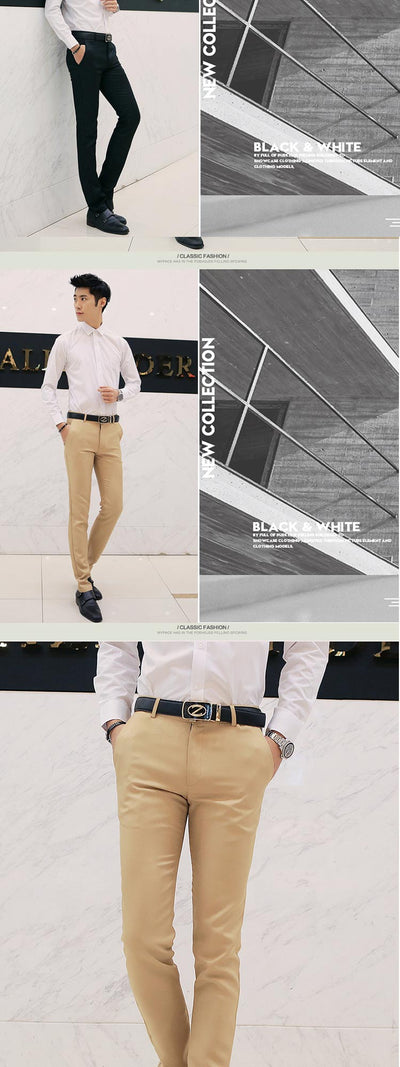 Pantalones casuales de negocios hombre ajuste slim coreano - Image 22