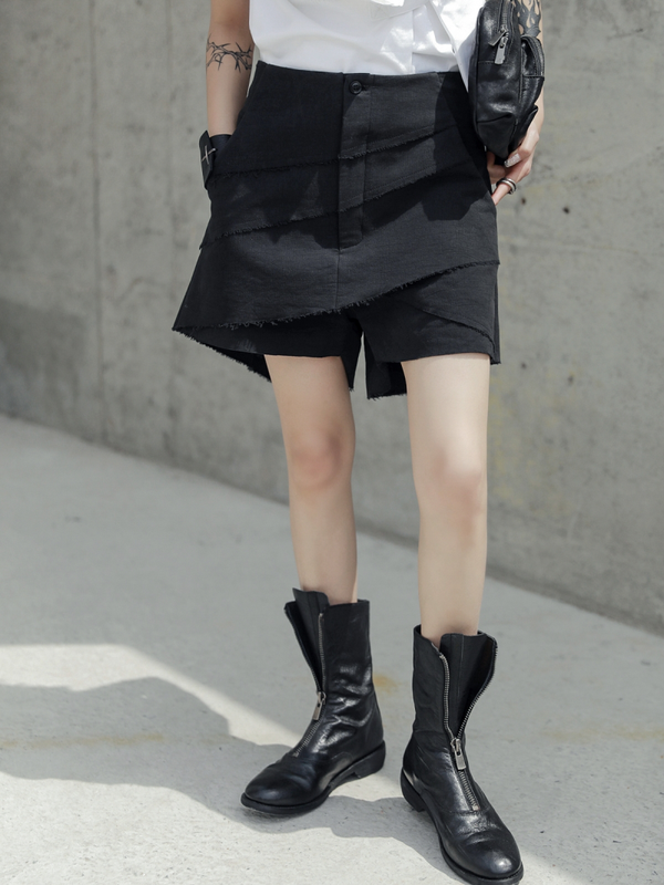 Shorts Cintura Alta Estilo Oscuro Diseñador para Mujer - Personalidad Moderna
