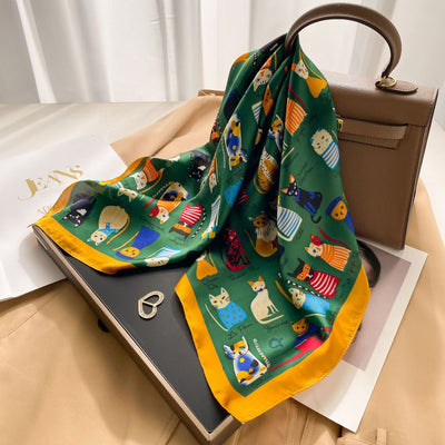 Pañuelo de Seda Estilo Coreano Cuadrado Pequeño para Mujer - Image 19