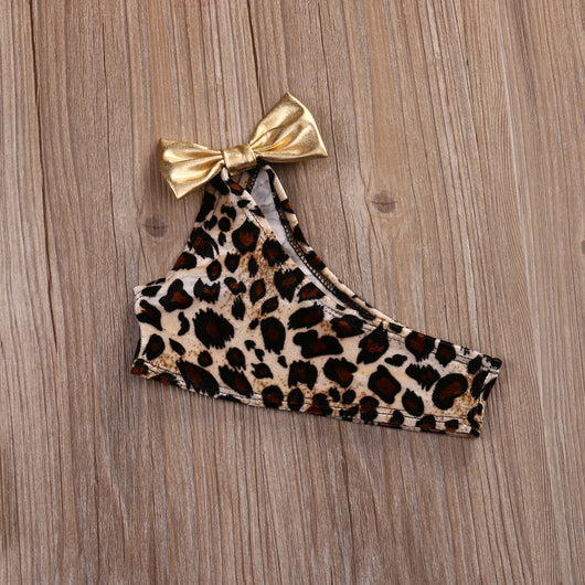 Traje de Baño Estampado Leopardo con Hombro Descubierto para Niñas - Image 17