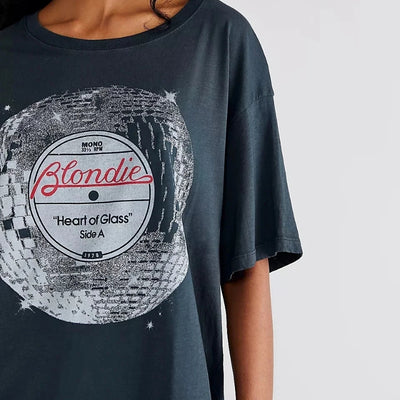 Remera Suelta Cuello Redondo con Estampado de Letras Círculo Manga Corta para Mujer - Image 6