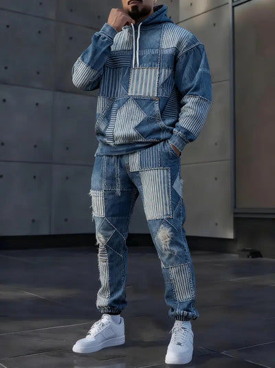 Sudadera Denim con Capucha y Estampado 3D Letrado para Hombre - Image 10