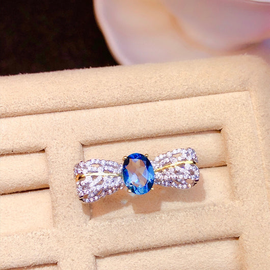 Anillo de Topacio Azul Natural con Brillo Cristalino - Image 5