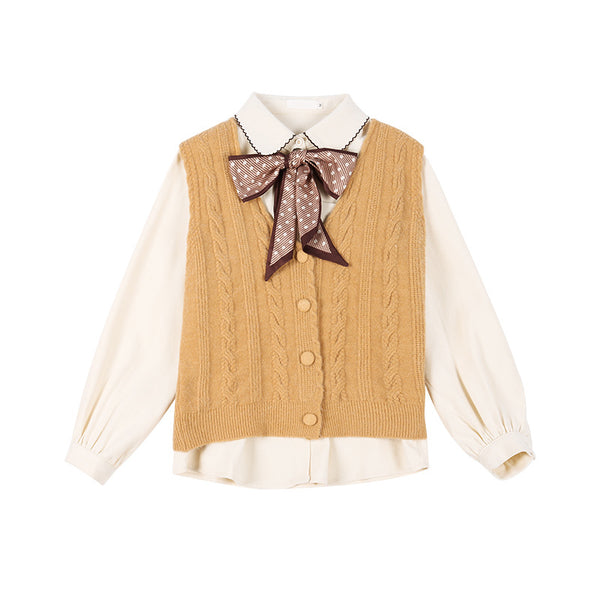 Conjunto Preppy de Chaleco y Camisa - Traje Dos Piezas Elegante - Image 5