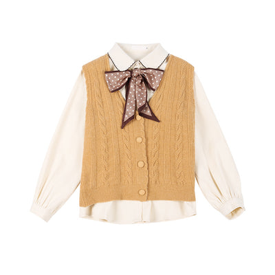 Conjunto Preppy de Chaleco y Camisa - Traje Dos Piezas Elegante - Image 5